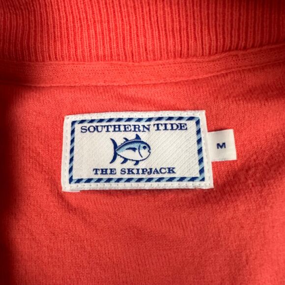 Southern Tide Size M Mens Waffle Knit 1/4 Zip Pullover Peach Sweater - Picture 4 of 9